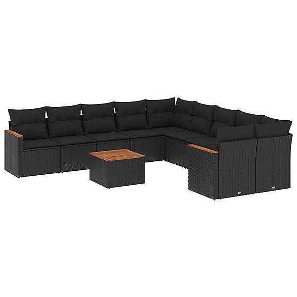 vidaXL 11-tlg Garten-Sofagarnitur mit Kissen Schwarz Poly Rattan Modell 99 günstig online kaufen