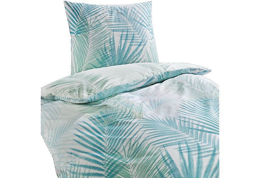 Trend Bettwäsche Palme Bunt, Perkal, 2 teilig, Wedel, Blätter, Pünktchen günstig online kaufen
