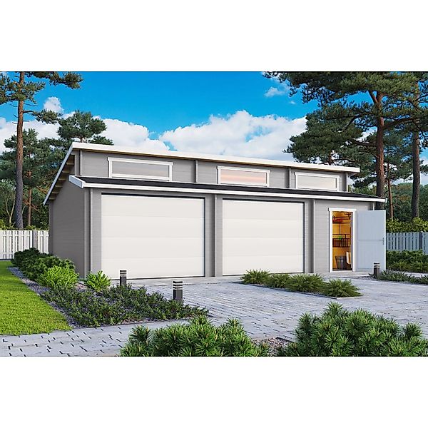 Lasita Garage Hawaii Set mit Sektionaltoren 780 cm x 520 cm Lichtgrau günstig online kaufen