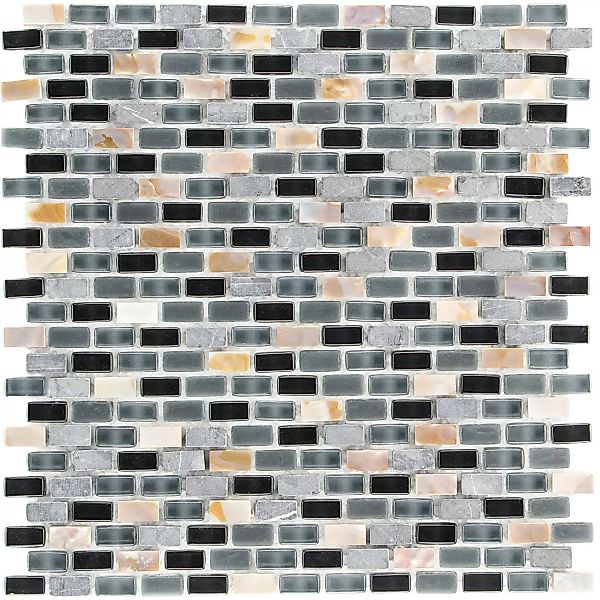 Mosaik Glas & Stein 5th Avenue Black Mix Seashell 28,5 cm x 28,5 cm günstig online kaufen