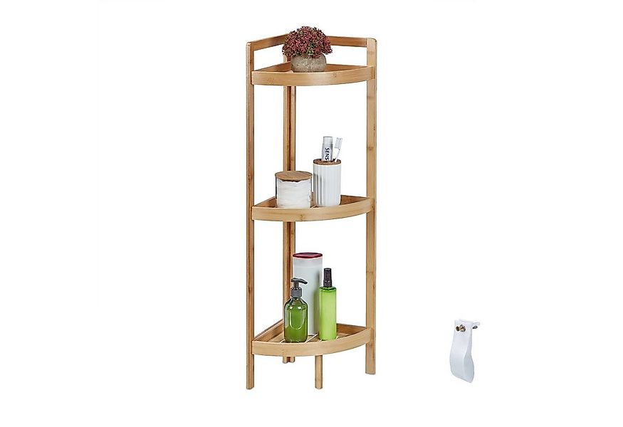 relaxdays Eckregal Bambus Eckregal mit 3 Ablagen günstig online kaufen