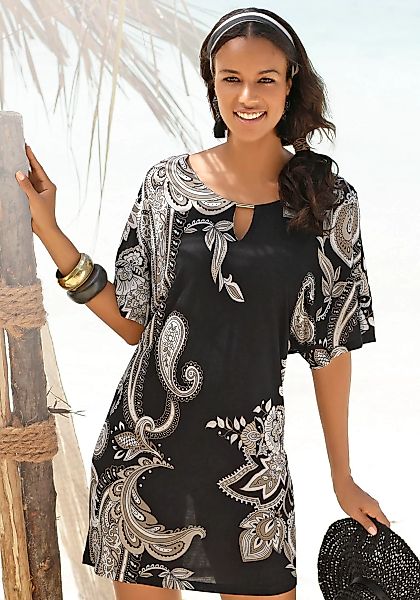 LASCANA Jerseykleid mit Zierdetail am Ausschnitt, sommerliches Tunikakleid, günstig online kaufen