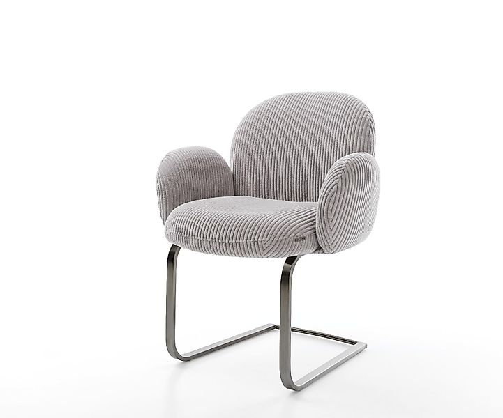 Freischwinger Nube-Flex mit Armlehnen Cord Silbergrau Freischwinger flach G günstig online kaufen