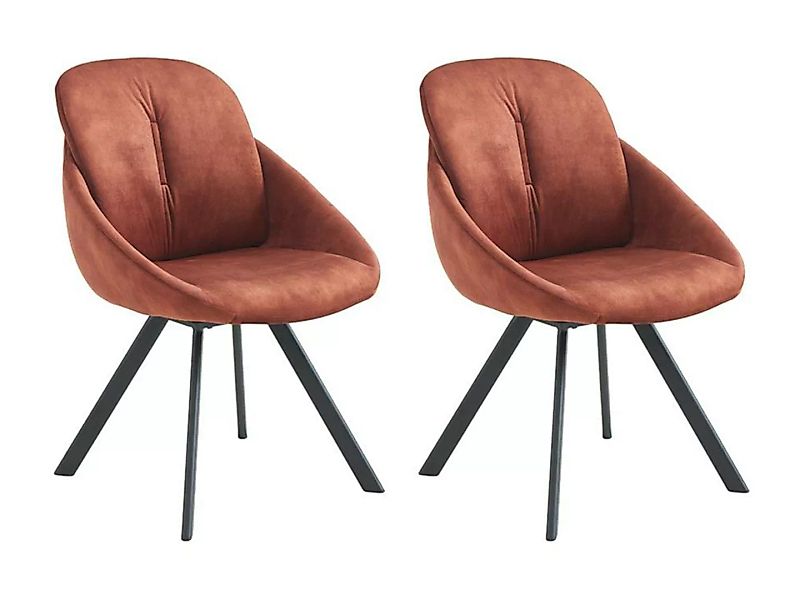 Stuhl mit Armlehnen 2er-Set - Samt & Metall - Terracotta - BUSSELTON günstig online kaufen