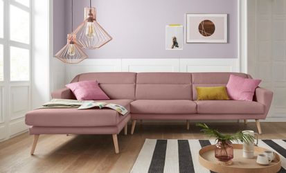 andas Ecksofa "Bille L-Form" mit Naht im Rückenkissen und Beinen aus Eichen günstig online kaufen