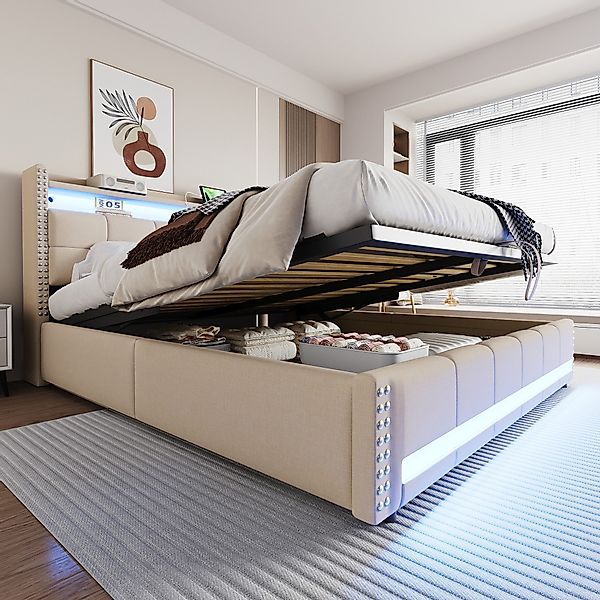 HAUSS SPOLE Polsterbett 180x200cm mit LED-Beleuchtung günstig online kaufen