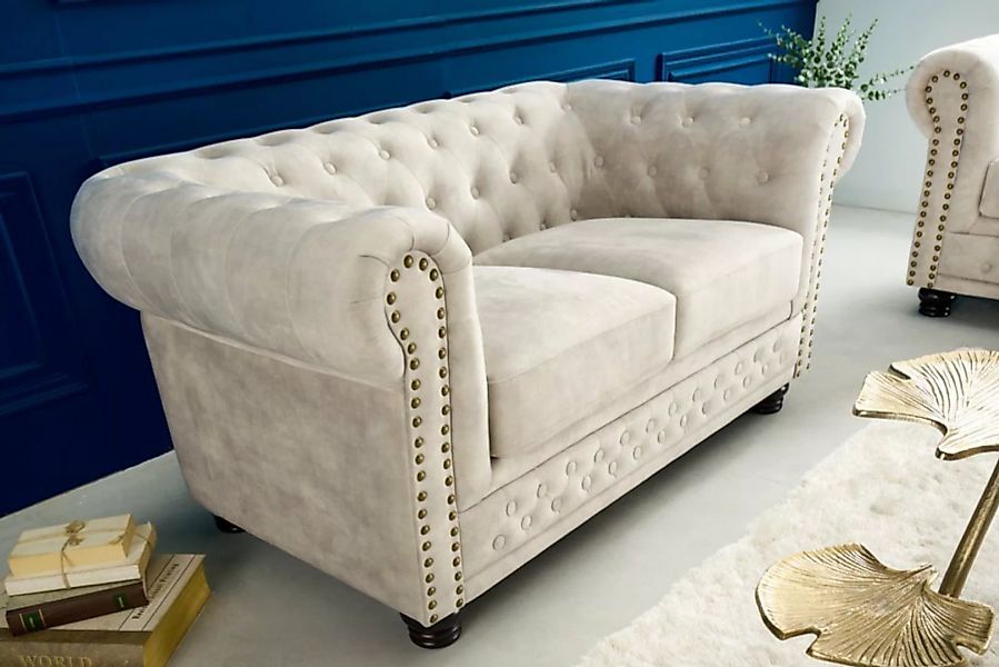 riess-ambiente Sofa CHESTERFIELD 150cm champagner / dunkelbraun, Einzelarti günstig online kaufen