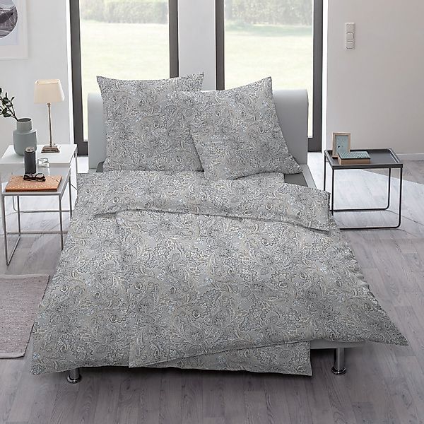 Estella Interlock Jersey Bettwäsche 6171-820 Silber Paisley 135x200 günstig online kaufen