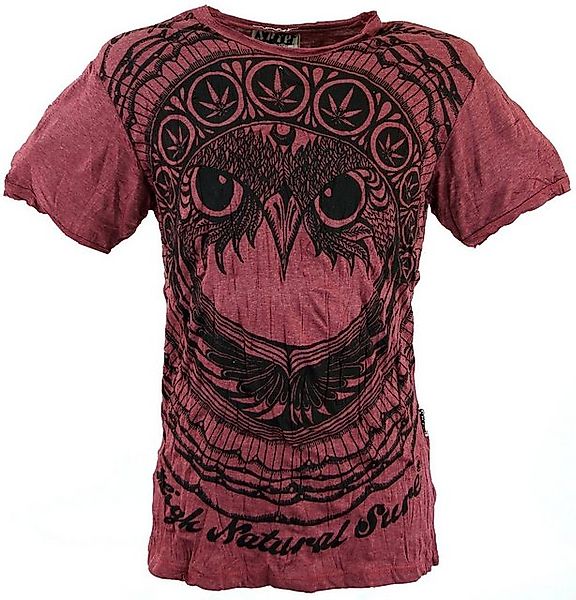 Guru-Shop T-Shirt Sure Herren T-Shirt Eule - bordeaux Goa Style, Festival, günstig online kaufen