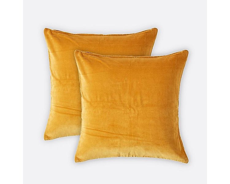 Homescapes Kissenhülle Samt-Kissenbezug 2er-Set in Senfgelb, 40 x 40 cm günstig online kaufen
