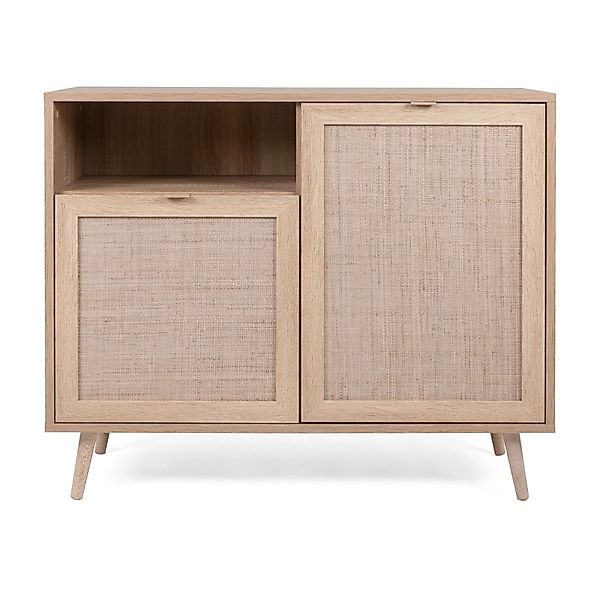 Furn.Design Kommode Eiche Sonoma mit Bast-Dekor 102 cm 2-türig Scandi Niran günstig online kaufen