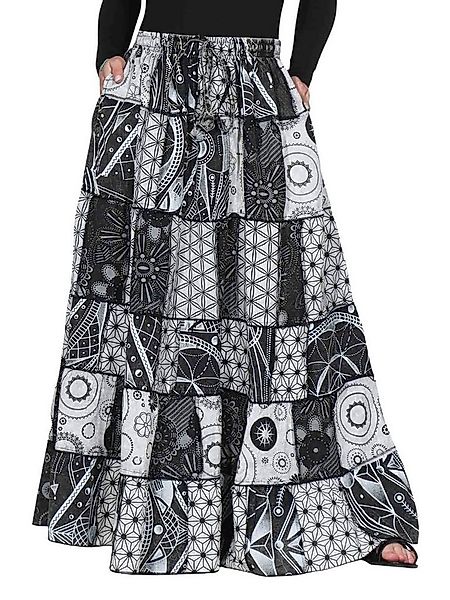 KUNST UND MAGIE Sommerrock Langer Damen Rock Maxirock Patchwork Boho Goth B günstig online kaufen