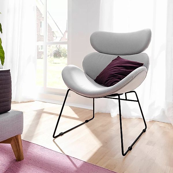 home24 Fredriks Sessel Montola Hellgrau Webstoff 69x91x80 cm (BxHxT) günstig online kaufen