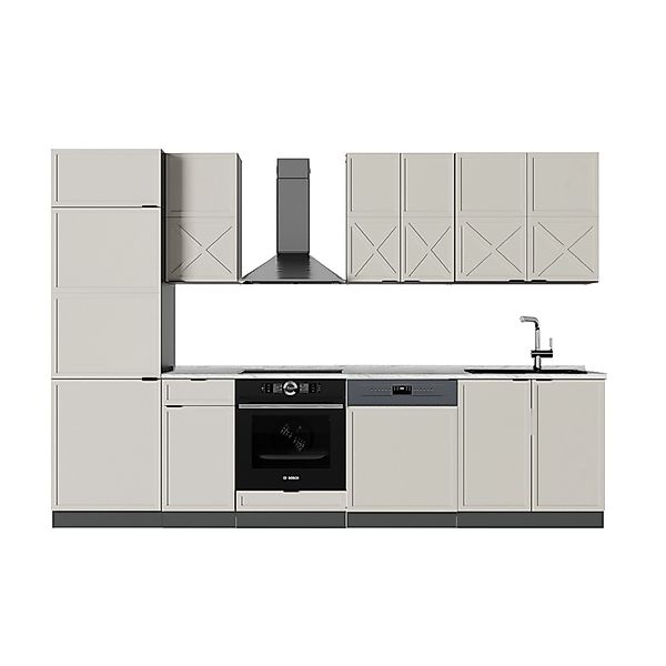 Vicco Fame-Line Küchenzeile GrauBeige/Anthrazit 300 cm ohne Arbeitsplatte günstig online kaufen