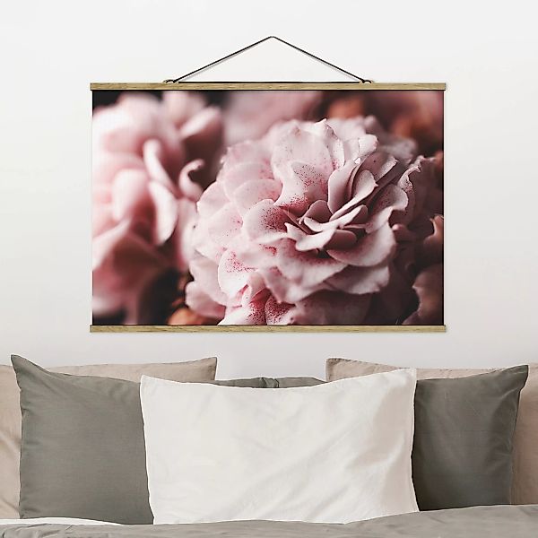 Stoffbild Blumen mit Posterleisten - Querformat Shabby Rosa Rose Pastell günstig online kaufen