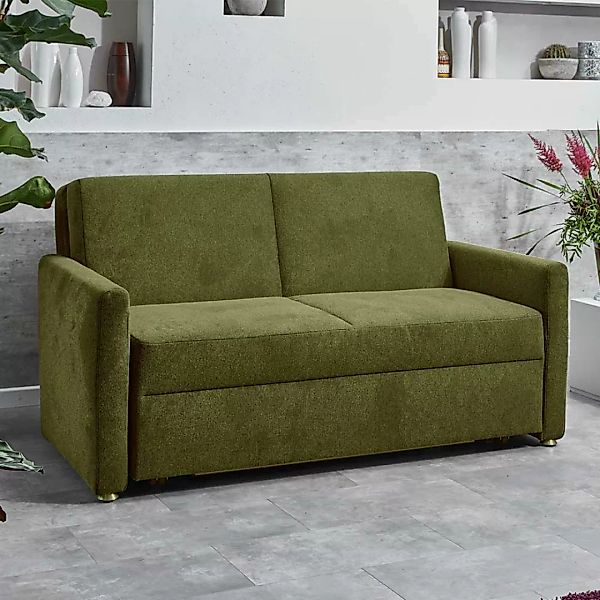 Modernes Bettsofa in Oliv Grün zwei Sitzplätzen günstig online kaufen