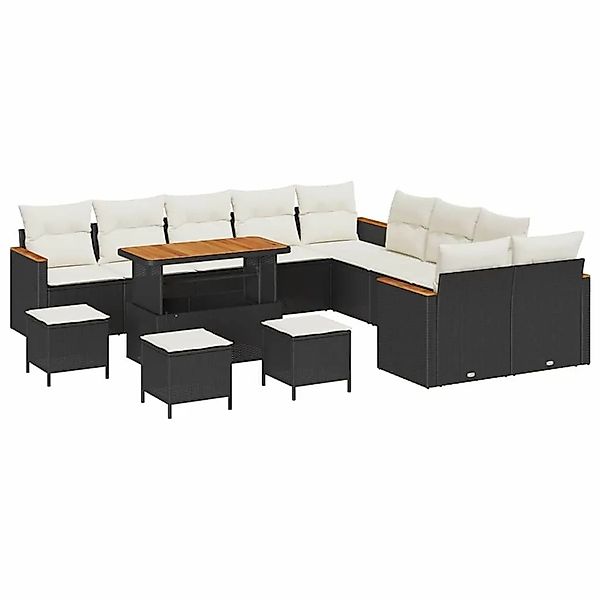 vidaXL Gartensofa-set mit Kissen Schwarz Poly-Rattan 3365060 günstig online kaufen