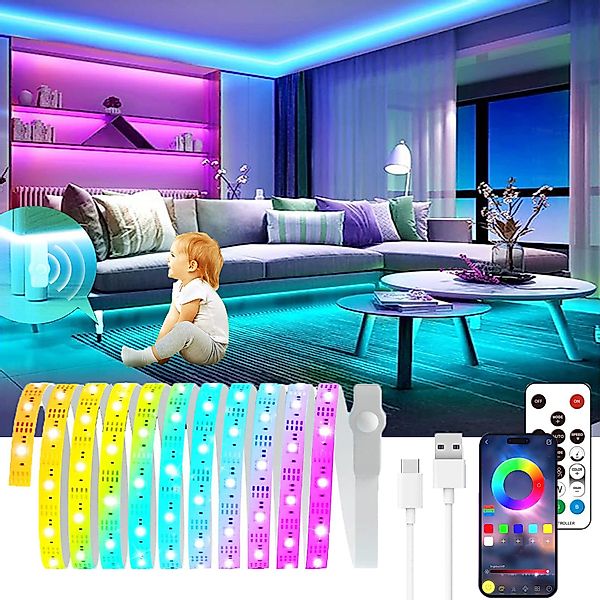 Jibenhome LED Stripe Bewegungsmelder LED-Lichtleiste RGB, günstig online kaufen