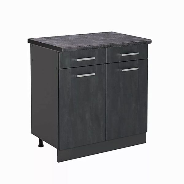 Vicco Unterschrank R-Line, Schwarz Beton/Anthrazit, 80 cm AP Anthrazit günstig online kaufen