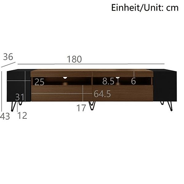 XDeer TV-Schrank Moderner TV-Schrank, TV-Ständer Schwarz und Holzoptik Läng günstig online kaufen