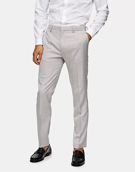 Topman – Schmal geschnittene Anzughose in Grau günstig online kaufen