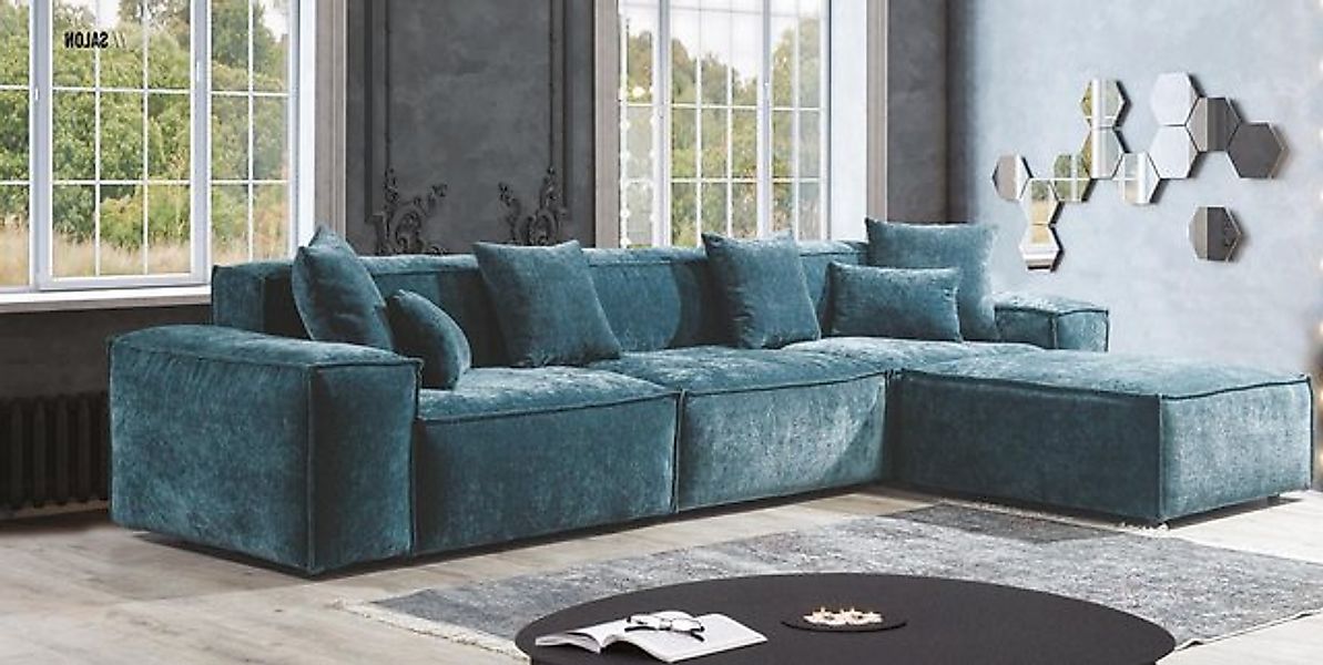 Xlmoebel Ecksofa Wohnzimmer-Ecksofa in Blau - Elegante Wohnecke mit Design- günstig online kaufen