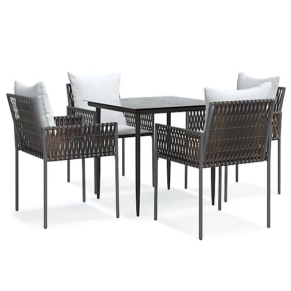 vidaXL 5-Tlg Garten-Essgruppe mit Kissen Poly Rattan und Stahl 3187050 günstig online kaufen