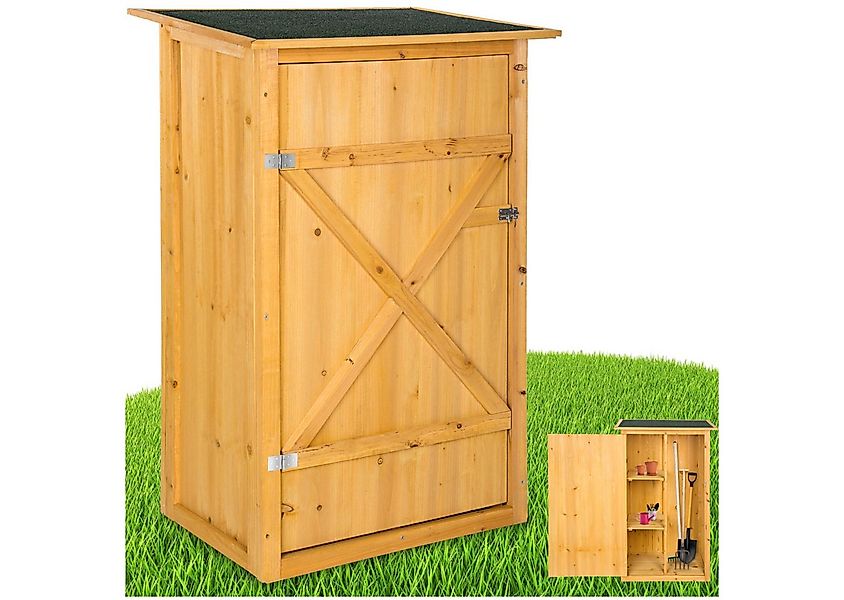 tectake Geräteschrank Gartenschrank mit Flachdach (Bausatz, 1-St., inkl. Sc günstig online kaufen