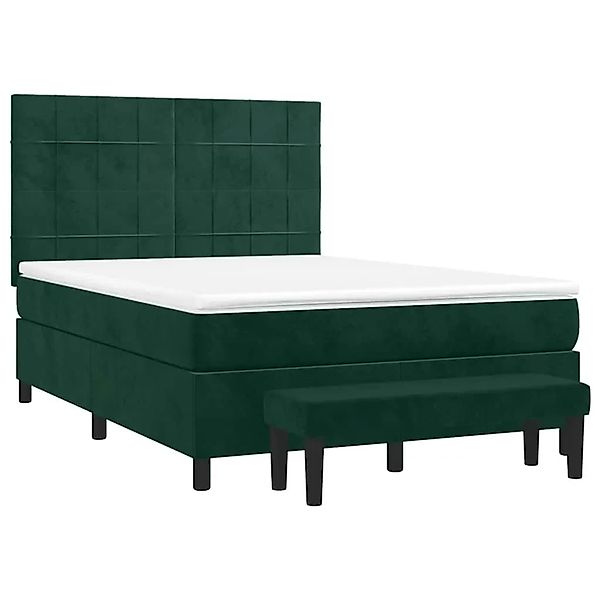 vidaXL Boxspringbett mit Matratze Dunkelgrün 140x190 cm Samt 3137842 günstig online kaufen