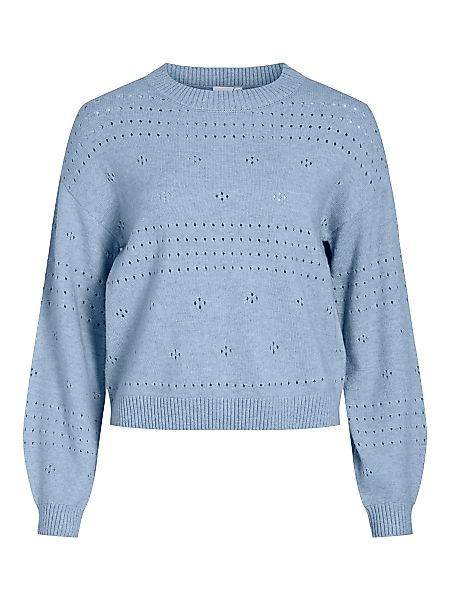 Vila Strickpullover Pointelle Design Strickpullover Rundhals günstig online kaufen
