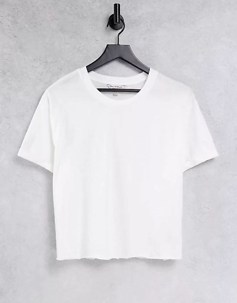 Miss Selfridge – Kurzes T-Shirt aus Bio-Baumwolle mit umgeschlagenen Bündch günstig online kaufen