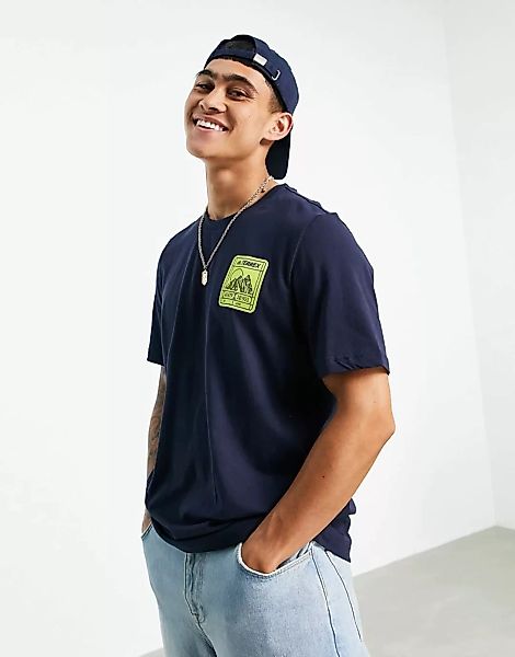 Adidas – Terrex – T-Shirt in Marineblau mit Berg-Logo günstig online kaufen