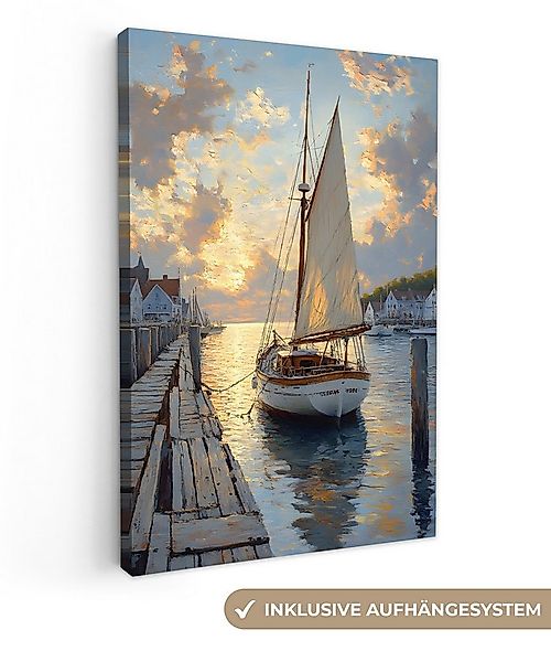 OneMillionCanvasses® Leinwandbild Segelboot - Sonne - Pier - Holz, Fotodruc günstig online kaufen