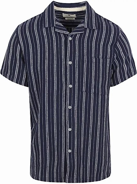 Anerkjendt Short Sleeve Hemd Leo Dobby Navy - Größe L günstig online kaufen