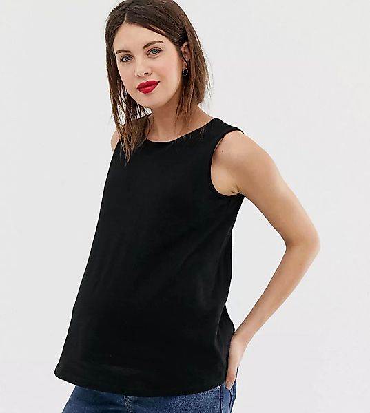 ASOS DESIGN Maternity – Doppellagiges, schwarzes Still-Trägershirt günstig online kaufen