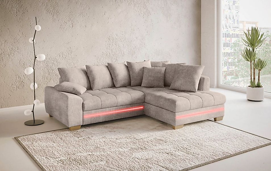 Mr. Couch Ecksofa »Nikita II, L-Form«, mit Kaltschaum, RGB-LED Beleuchtung, günstig online kaufen