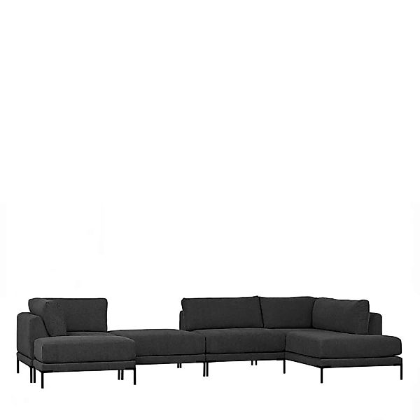 U Sofa Dunkelgrau Stoff mit fünf Sitzplätzen 400 cm breit (fünfteilig) günstig online kaufen