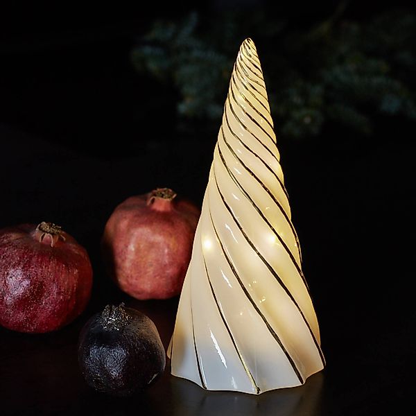 LED-Dekofigur Vilma, weiß/gold, Höhe 24 cm, Glas, Batterie günstig online kaufen