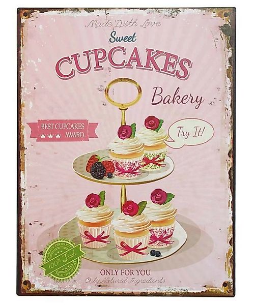 Nostalgie Blechschild Sweet CUPCAKES Bakery Dekoschild 33x25cm günstig online kaufen
