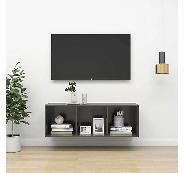 furnicato TV-Schrank TV-Wandschrank Hochglanz-Grau 37x37x107 cm Holzwerksto günstig online kaufen