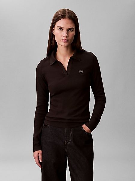 Calvin Klein Jeans Langarmbluse Figurbetonte Passform mit V-Ausschnitt günstig online kaufen