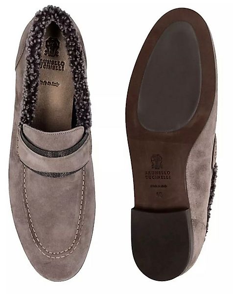 BRUNELLO CUCINELLI Wildleder Slippers Mokassins Loafer 100% Kalbsleder, ang günstig online kaufen
