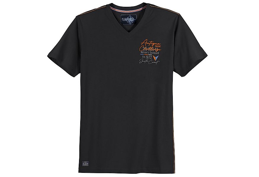 redfield V-Shirt Redfield Übergrößen T-Shirt V-Neck maritim schwarz günstig online kaufen