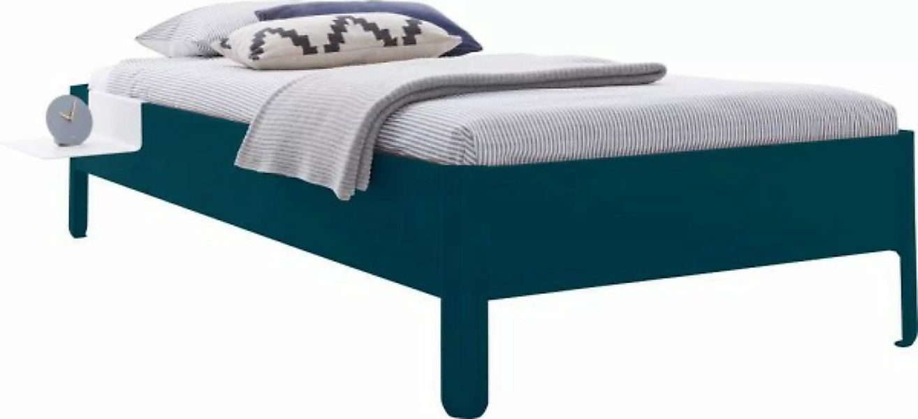 NAIT Einzelbett farbig lackiert 100 x 210cm Ohne Kopfteil Sattblau günstig online kaufen
