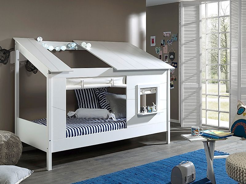 Vipack Hausbett "Hausbett", (Made in Europe), mit Vorhang-Set, offenem Dach günstig online kaufen