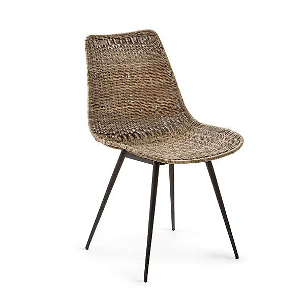 Rattan Esstisch Stühle in Braun 45 cm Sitzhöhe (4er Set) günstig online kaufen