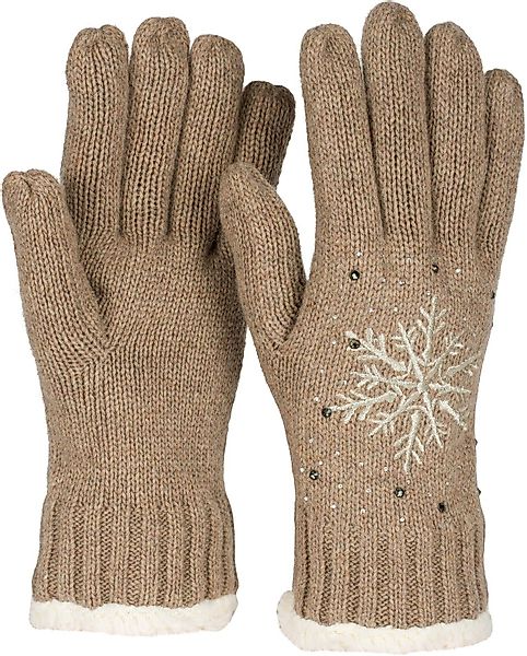 styleBREAKER Strickhandschuhe Strickhandschuhe mit Schneeflocke, Strass günstig online kaufen