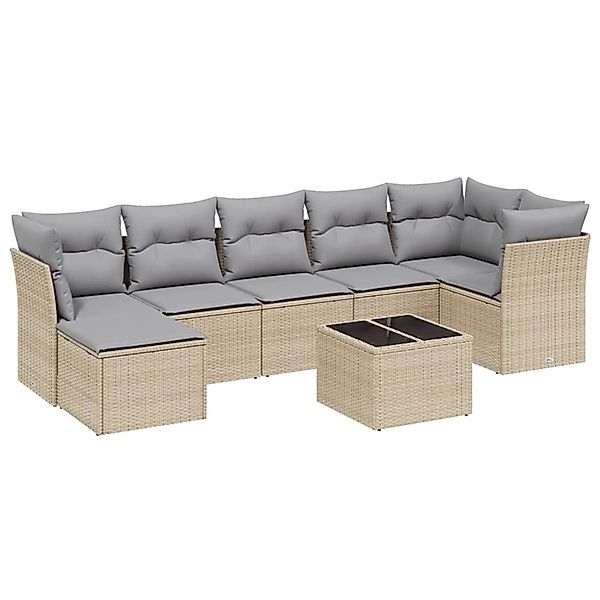 vidaXL 8-tlg Garten-Sofagarnitur mit Kissen Beige Poly Rattan Modell 200 günstig online kaufen