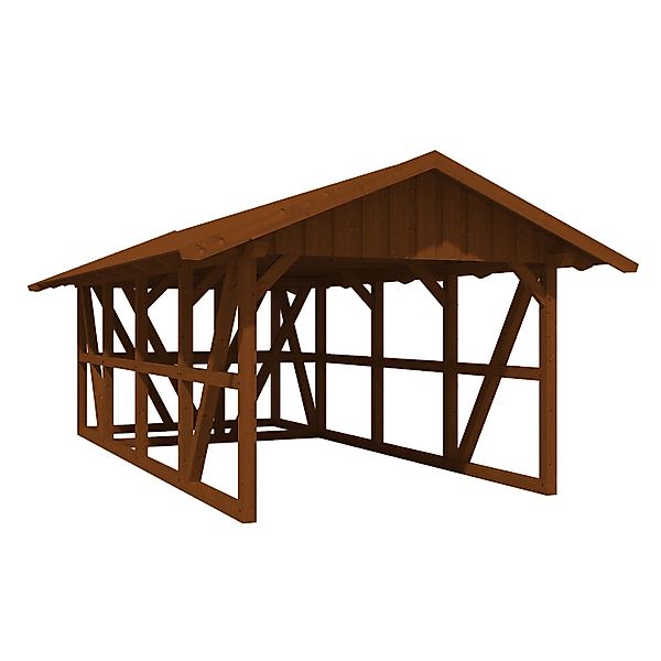 Skan Holz Carport Schwarzwald m. Dachschalung u. Abstellr. 424 x 772 cm Nus günstig online kaufen