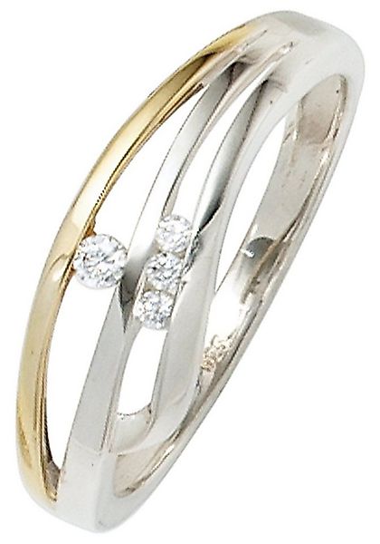JOBO Silberring, 925 Silber bicolor vergoldet mit Zirkonia günstig online kaufen